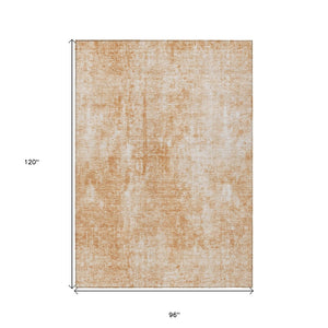 HomeRoots 5' Terra Cotta Copper Ivory Abstract Area Rug - Stylish, Durable & Washable for Indoor Outdoor Use 8' X 10' 580277