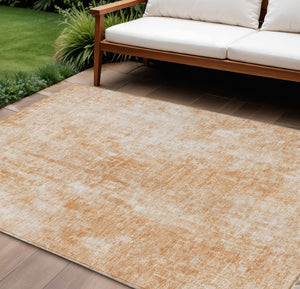 HomeRoots 5' Terra Cotta Copper Ivory Abstract Area Rug - Stylish, Durable & Washable for Indoor Outdoor Use 8' X 10' 580277