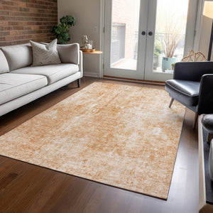 HomeRoots 5' Terra Cotta Copper Ivory Abstract Area Rug - Stylish, Durable & Washable for Indoor Outdoor Use 8' X 10' 580277