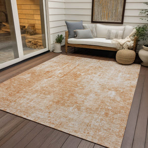HomeRoots 9' Terra Cotta Copper and Ivory Abstract Indoor Outdoor Area Rug for Stylish Living Spaces and Patios 9' X 12' 580278