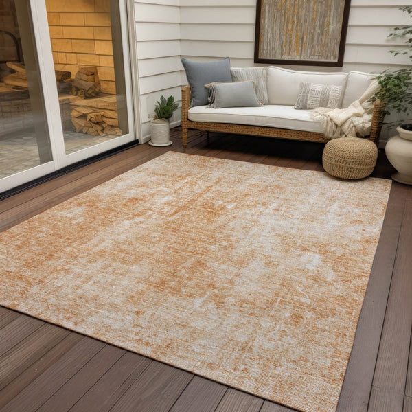 HomeRoots 9' Terra Cotta Copper and Ivory Abstract Indoor Outdoor Area Rug for Stylish Living Spaces and Patios 9' X 12' 580278