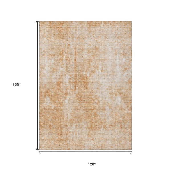 HomeRoots 5' Terra Cotta Copper Ivory Abstract Area Rug - Stylish, Durable & Washable for Indoor Outdoor Use 10' X 14' 580279