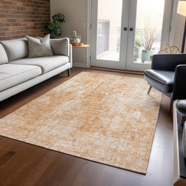 HomeRoots 5' Terra Cotta Copper Ivory Abstract Area Rug - Stylish, Durable & Washable for Indoor Outdoor Use 10' X 14' 580279
