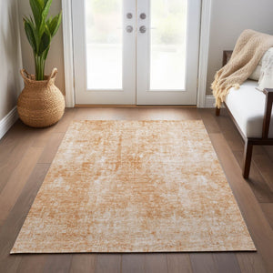 HomeRoots 5' Terra Cotta Copper Ivory Abstract Area Rug - Stylish, Durable & Washable for Indoor Outdoor Use 10' X 14' 580279
