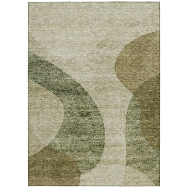 Homeroots 3' Beige And Chocolate Abstract Washable Area Rug – Perfect For Indoor And Outdoor Spaces! 5' X 8' Polyester 580281