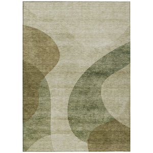 HomeRoots 5' Beige and Chocolate Abstract Area Rug - Stylish, Washable Indoor/Outdoor Design for Versatile Use 5' X 8' 580281