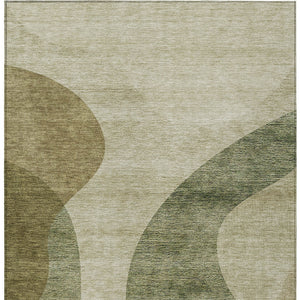 Homeroots 3' Beige And Chocolate Abstract Washable Area Rug – Perfect For Indoor And Outdoor Spaces! 5' X 8' Polyester 580281