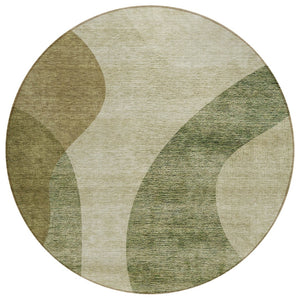 HomeRoots 5' Beige and Chocolate Abstract Area Rug - Stylish, Washable Indoor/Outdoor Design for Versatile Use 8' Round 580282