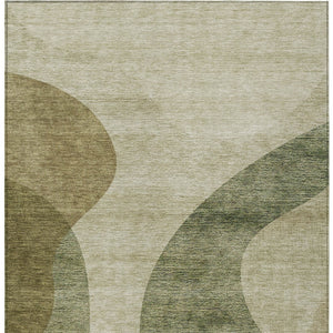 Homeroots 3' Beige And Chocolate Abstract Washable Area Rug – Perfect For Indoor And Outdoor Spaces! 9' X 12' Polyester 580284