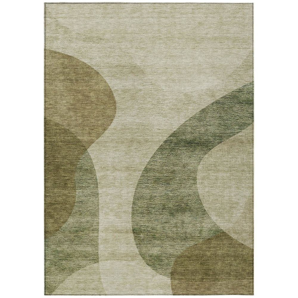 HomeRoots 9' Beige and Chocolate Abstract Area Rug – Modern, Washable, Durable Design for Indoor and Outdoor Use 9' X 12' 580284