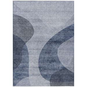 HomeRoots 5' Modern Denim & Sky Blue Abstract Indoor-Outdoor Area Rug for Stylish High-Traffic Spaces 5' X 8' 580287