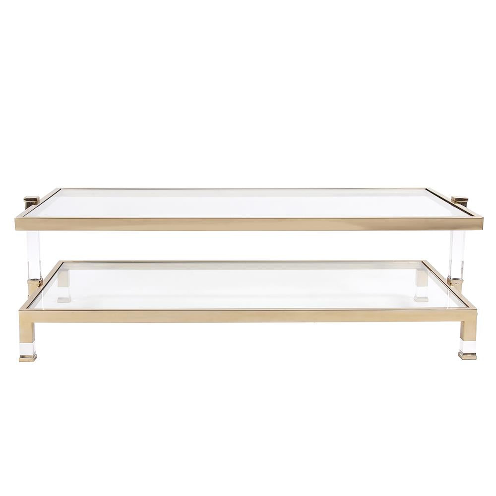 Howard Elliott Goldwyn Coffee Table - Handcrafted Glamour With Gold Frame, Glass Top & Chic Acrylic Accents Gold Stainless Steel ,Acrylic ,Glass 58029-howard-elliott