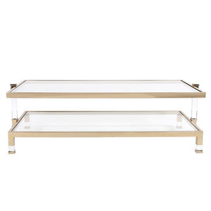 Howard Elliott Goldwyn Coffee Table - Handcrafted Glamour With Gold Frame, Glass Top & Chic Acrylic Accents Gold Stainless Steel ,Acrylic ,Glass 58029-howard-elliott