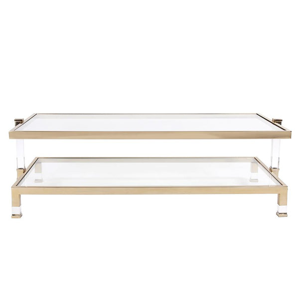 Howard Elliott Goldwyn Coffee Table - Handcrafted Glamour With Gold Frame, Glass Top & Chic Acrylic Accents Gold Stainless Steel ,Acrylic ,Glass 58029-howard-elliott