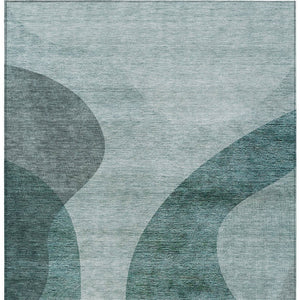 HomeRoots 5' Green and Sage Abstract Washable Area Rug - Durable Indoor/Outdoor Accent for Modern Spaces 5' X 8' 580293