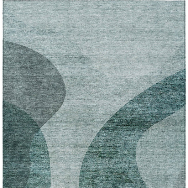 HomeRoots 5' Green and Sage Abstract Washable Area Rug - Durable Indoor/Outdoor Accent for Modern Spaces 5' X 8' 580293
