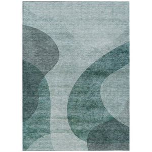 HomeRoots 5' Green and Sage Abstract Washable Area Rug - Durable Indoor/Outdoor Accent for Modern Spaces 5' X 8' 580293