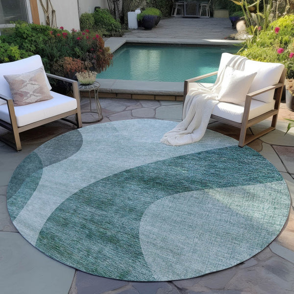 Homeroots 3' Beige And Chocolate Abstract Washable Area Rug – Perfect For Indoor And Outdoor Spaces! 8' Round Polyester 580294