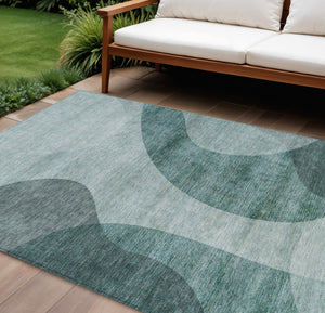HomeRoots 9' Contemporary Green and Sage Abstract Area Rug - Washable, Durable, Perfect for Indoor & Outdoor Spaces 9' X 12' 580296