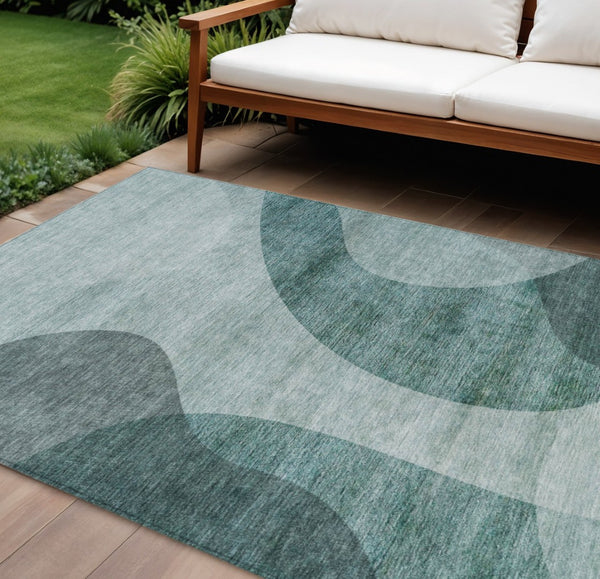 HomeRoots 9' Contemporary Green and Sage Abstract Area Rug - Washable, Durable, Perfect for Indoor & Outdoor Spaces 9' X 12' 580296