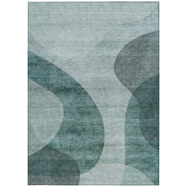 HomeRoots 9' Contemporary Green and Sage Abstract Area Rug - Washable, Durable, Perfect for Indoor & Outdoor Spaces 9' X 12' 580296