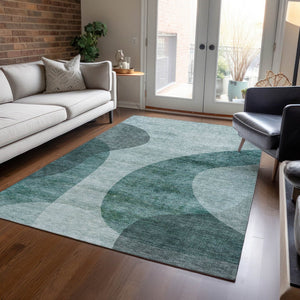 HomeRoots 9' Contemporary Green and Sage Abstract Area Rug - Washable, Durable, Perfect for Indoor & Outdoor Spaces 9' X 12' 580296