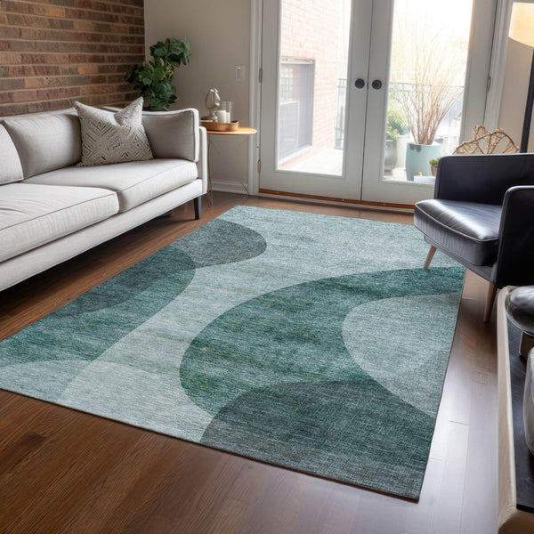 HomeRoots 9' Contemporary Green and Sage Abstract Area Rug - Washable, Durable, Perfect for Indoor & Outdoor Spaces 9' X 12' 580296