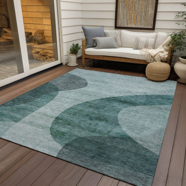 HomeRoots 9' Contemporary Green and Sage Abstract Area Rug - Washable, Durable, Perfect for Indoor & Outdoor Spaces 9' X 12' 580296