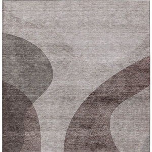 Homeroots 3' Beige And Chocolate Abstract Washable Area Rug – Perfect For Indoor And Outdoor Spaces! 3' X 5' Polyester 580298
