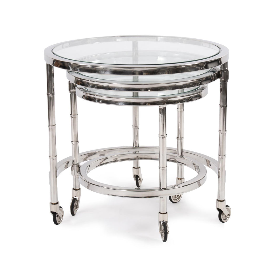 Howard Elliott Telescoping Stainless Steel Bar Cart - Versatile 3-in-1 Design With Tempered Glass & Wheels! Silver Stainless Steel ,Glass 58030-howard-elliott