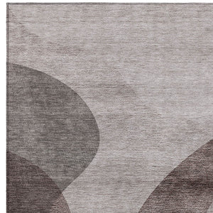 Homeroots 3' Beige And Chocolate Abstract Washable Area Rug – Perfect For Indoor And Outdoor Spaces! 8' X 10' Polyester 580301