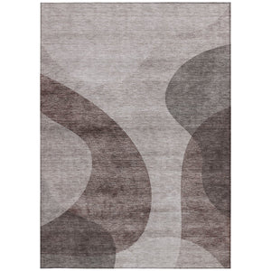 Homeroots 3' Beige And Chocolate Abstract Washable Area Rug – Perfect For Indoor And Outdoor Spaces! 9' X 12' Polyester 580302