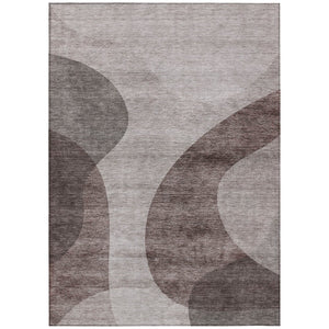 HomeRoots 5' Modern Brown Taupe Beige Abstract Washable Area Rug for Indoor and Outdoor Spaces, Durable Design 10' X 14' 580303