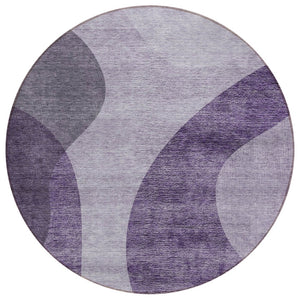 HomeRoots 5' Abstract Purple Lavender and Eggplant Area Rug - Stylish, Durable, Washable for Indoor/Outdoor Use 8' Round 580306