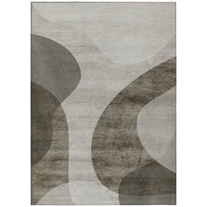 HomeRoots 5' Modern Abstract Washable Area Rug in Taupe, Beige & Chocolate for Stylish Indoor/Outdoor Use 5' X 8' 580311
