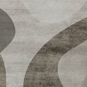 HomeRoots 5' Modern Abstract Washable Area Rug in Taupe, Beige & Chocolate for Stylish Indoor/Outdoor Use 8' X 10' 580313