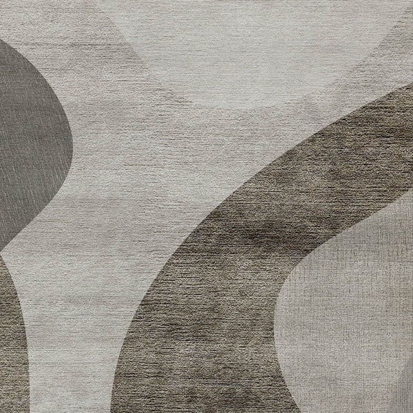 HomeRoots 5' Modern Abstract Washable Area Rug in Taupe, Beige & Chocolate for Stylish Indoor/Outdoor Use 8' X 10' 580313