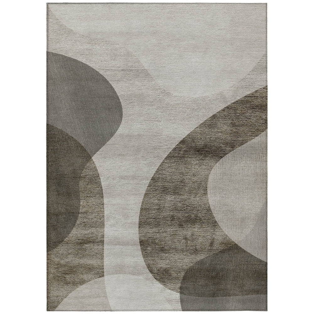 HomeRoots 9' Abstract Washable Indoor Outdoor Area Rug in Taupe Beige & Chocolate – Durable, Stylish & Versatile 9' X 12' 580314