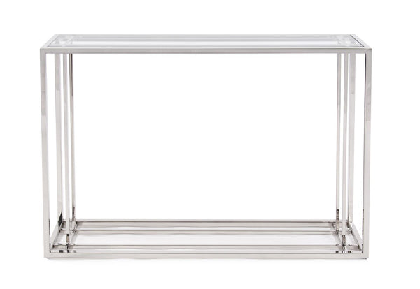Howard Elliott Echo Stainless Steel Console Table – Sleek Design With Clear Tempered Glass Top For Modern Elegance Silver Stainless Steel 58032-howard-elliott