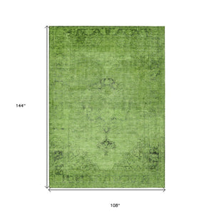 HomeRoots 9' Washable Green and Olive Oriental Area Rug for Indoor and Outdoor Spaces - Durable and Stylish 9' X 12' 580320