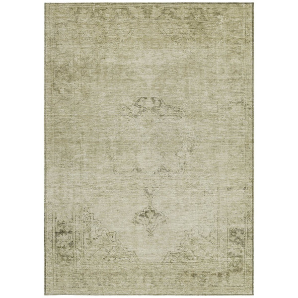 HomeRoots 5' Timeless Beige and Brown Oriental Washable Area Rug for Indoor and Outdoor Versatile Use 5' X 8' 580323