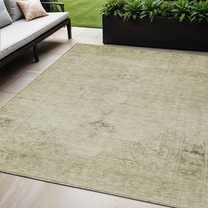 HomeRoots 5' Timeless Beige and Brown Oriental Washable Area Rug for Indoor and Outdoor Versatile Use 5' X 8' 580323