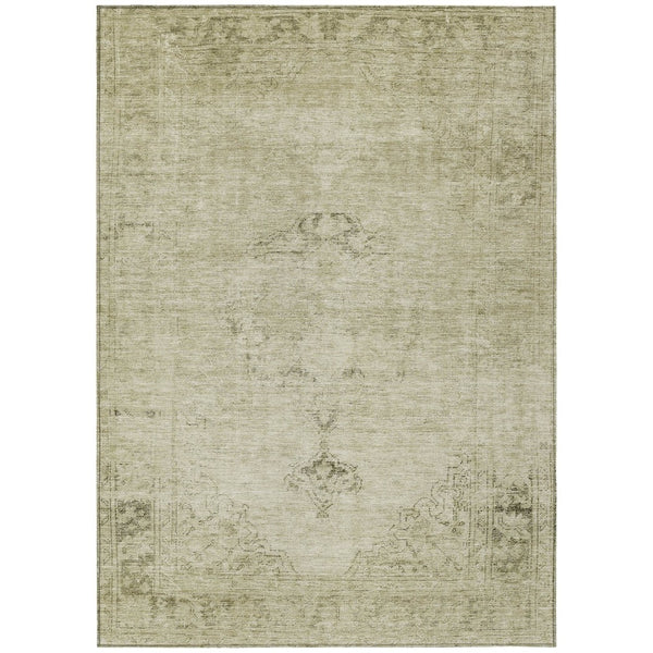HomeRoots 5' Timeless Beige and Brown Oriental Washable Area Rug for Indoor and Outdoor Versatile Use 5' X 8' 580323