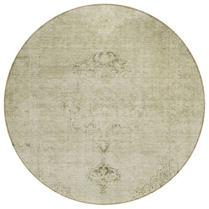 HomeRoots 5' Timeless Beige and Brown Oriental Washable Area Rug for Indoor and Outdoor Versatile Use 8' Round 580324