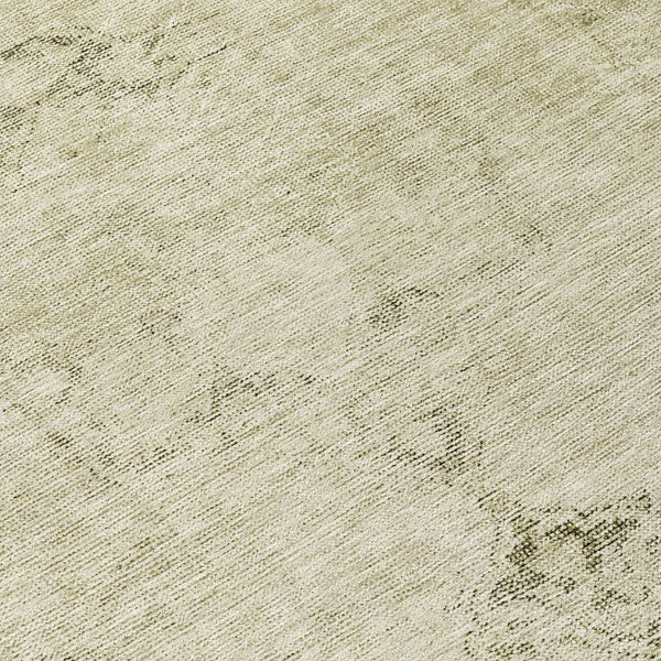 HomeRoots 5' Timeless Beige and Brown Oriental Washable Area Rug for Indoor and Outdoor Versatile Use 8' Round 580324