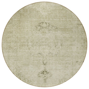 HomeRoots 5' Timeless Beige and Brown Oriental Washable Area Rug for Indoor and Outdoor Versatile Use 8' Round 580324