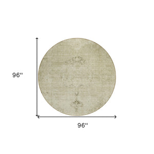 HomeRoots 5' Timeless Beige and Brown Oriental Washable Area Rug for Indoor and Outdoor Versatile Use 8' Round 580324