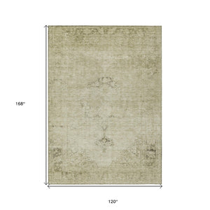 HomeRoots 5' Timeless Beige and Brown Oriental Washable Area Rug for Indoor and Outdoor Versatile Use 10' X 14' 580327