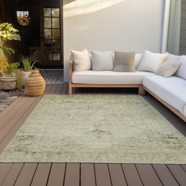 HomeRoots 5' Timeless Beige and Brown Oriental Washable Area Rug for Indoor and Outdoor Versatile Use 10' X 14' 580327