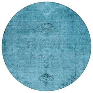 HomeRoots 5' Denim Blue and Navy Oriental Area Rug - Durable, Washable Design for Indoor and Outdoor Spaces 8' Round 580330